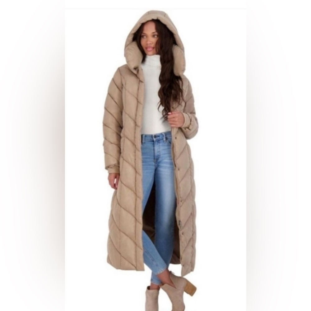 Steve Madden Long Hooded Puffer Coat, Women’s XS - Picture 3 of 5